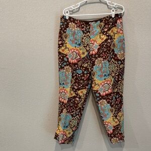 Ann Taylor LOFT Brown Floral Pants